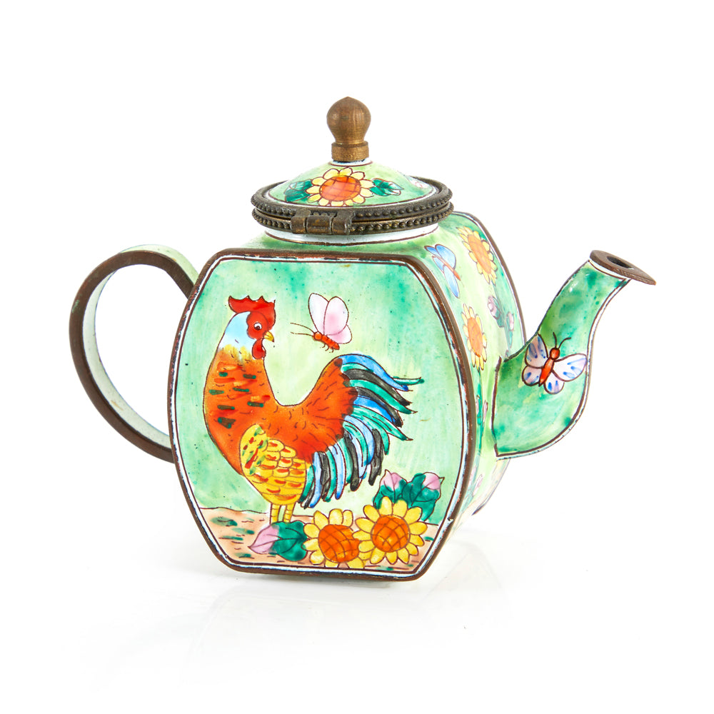 Hand Painted Rooster Tea Pot