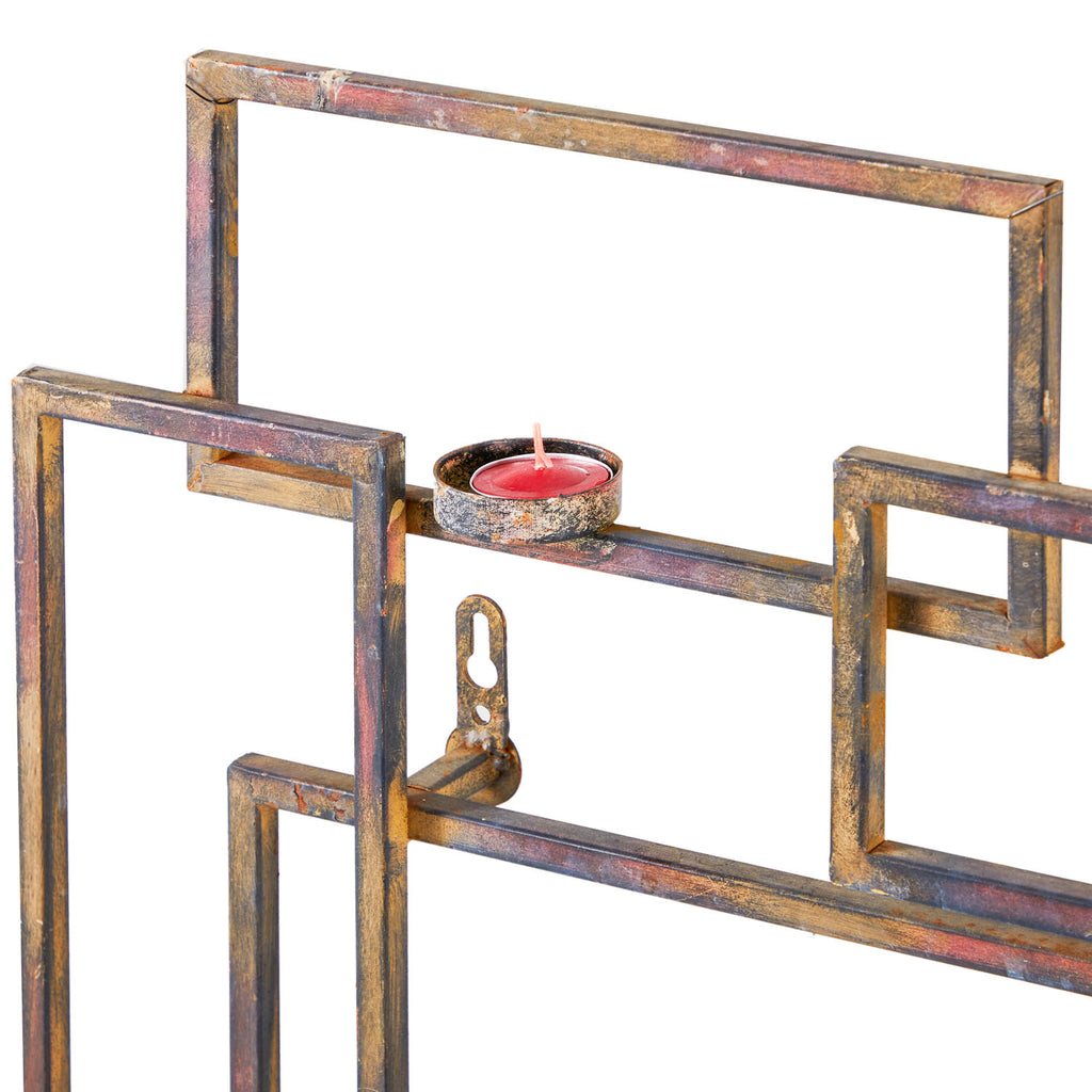 Metal Squares Wall Art Candle Holder