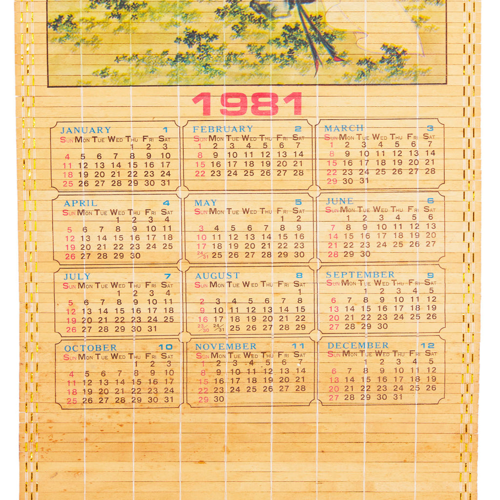 Hanging Bamboo Calendar, Year 1981