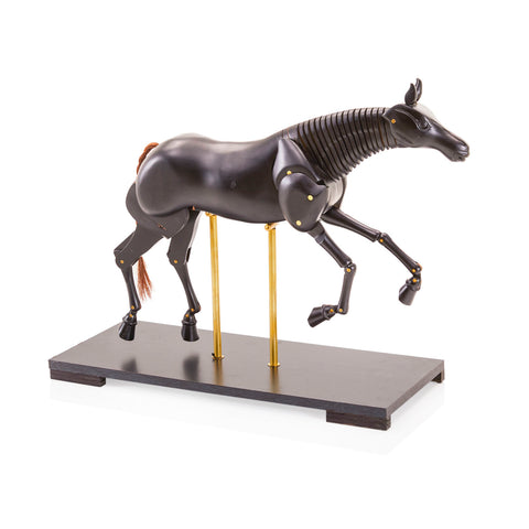 Dark Wood Articulated Horse Figurine