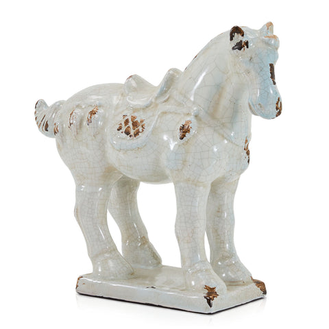 White Ceramic Horse Tabletop Sculpture