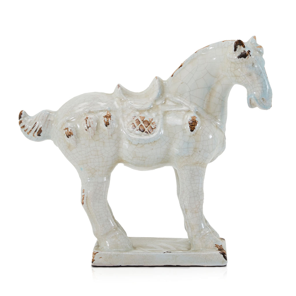White Ceramic Horse Tabletop Sculpture