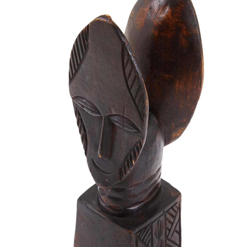 Wood Two-Faced Primitive Bust