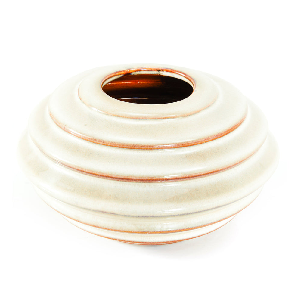 White Ceramic Ring Indented Vase (A+D)