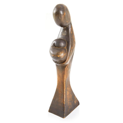 Wood Dark Mother and Child Sculpture (A+D)