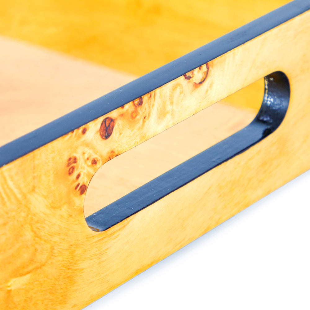 Yellow Modern Burl Wood Breakfast Tray (A+D)