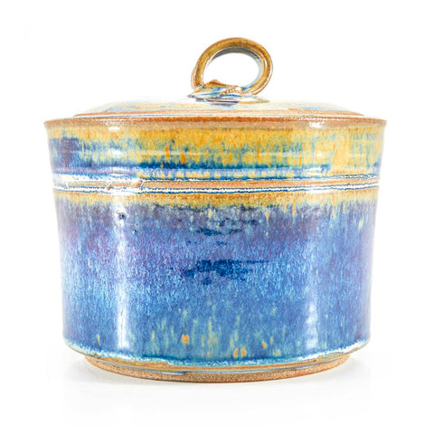 Blue and Yellow Ceramic Pot with Lid (A+D)