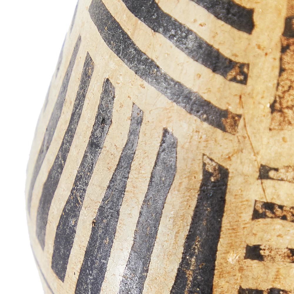 Tan Vase with Linear Stripe Pattern (A+D)