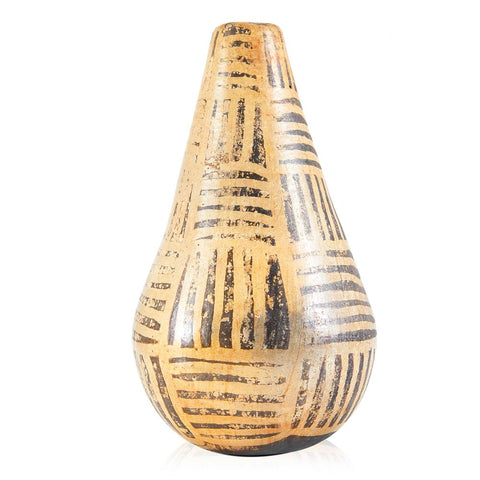 Tan Vase with Linear Stripe Pattern (A+D)