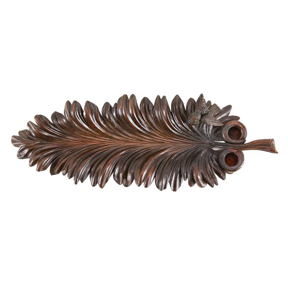 Wood Dark Feather Tray (A+D)