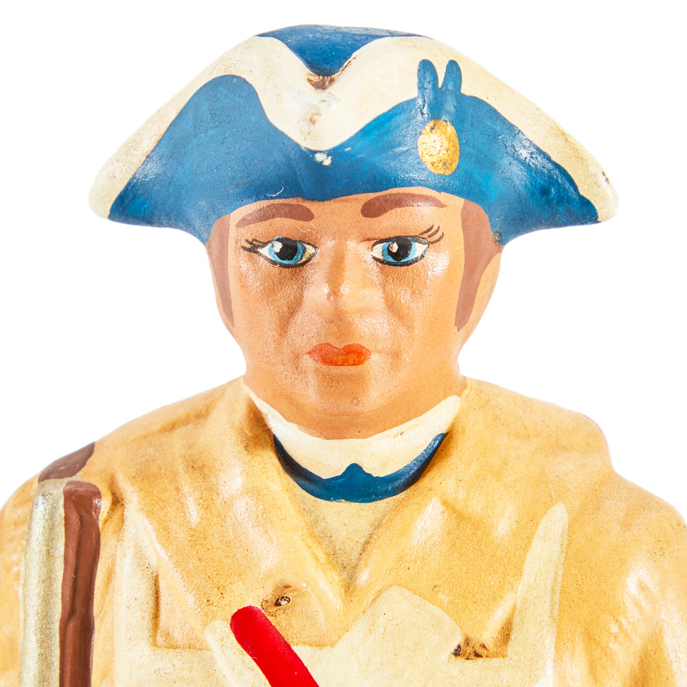 Yellow and Blue Painted 18th Century Soldier Figurine (A+D)