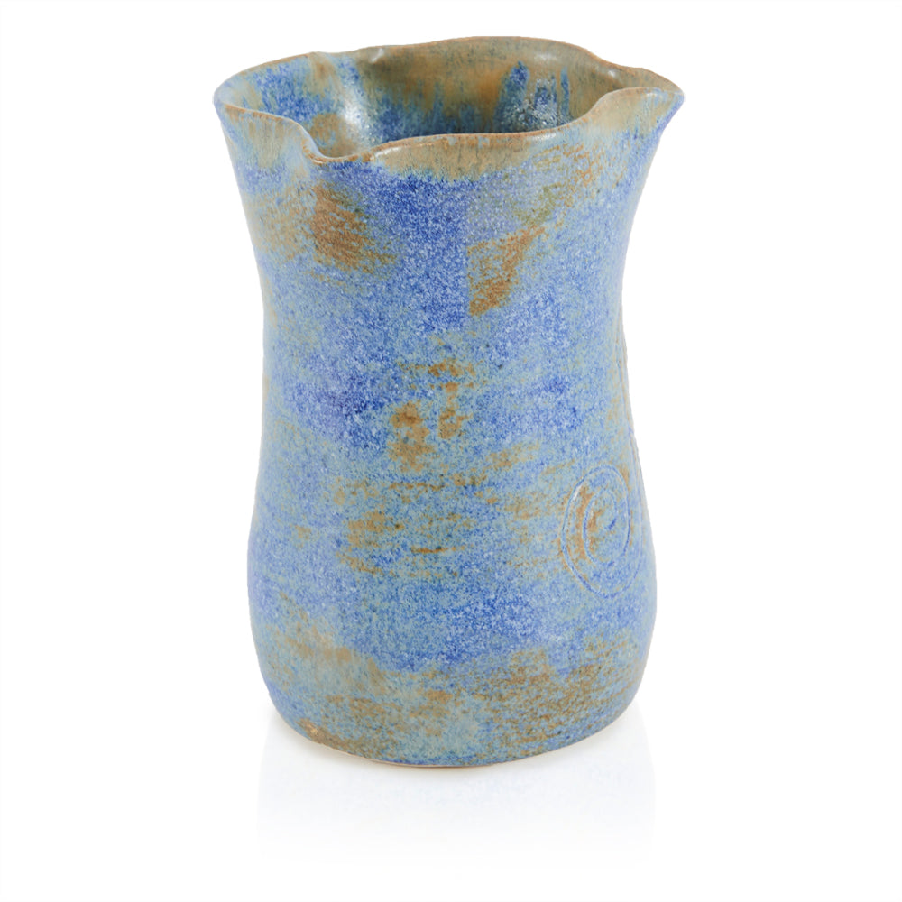 Blue Scalloped Ceramic Vase (A+D)