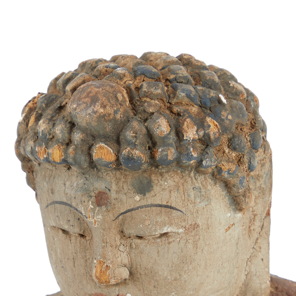 Grey Wood Buddha Sculpture (A+D)