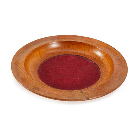 Wood Red Felt Circular Tray (A+D)