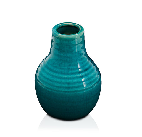 Blue Ribbed Glazed Vase (A+D)