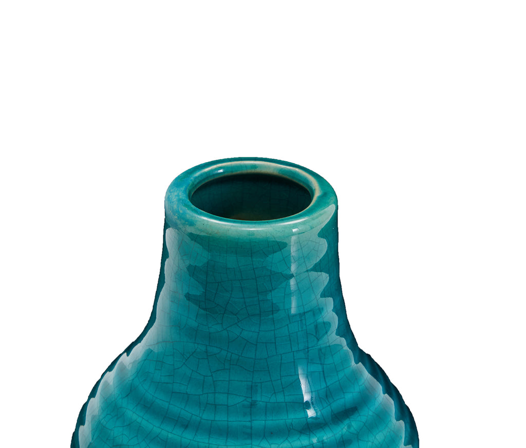 Blue Ribbed Glazed Vase (A+D)