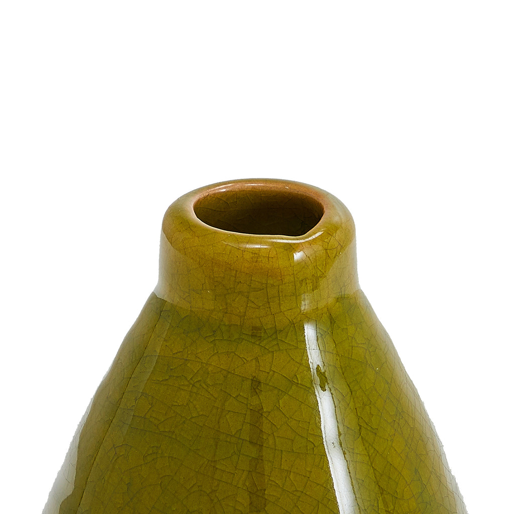 Green Olive Glazed Ceramic Vase (A+D)