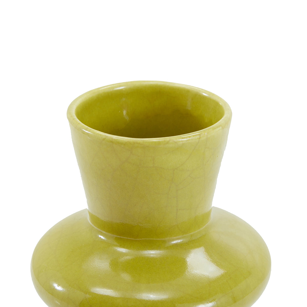 Green Yellow Glazed Ceramic Vase (A+D)