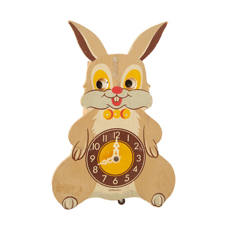 Tan Wood Cartoon Rabbit Clock (A+D)