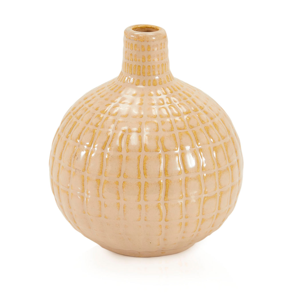 Off-White Ivory Tiled Bottleneck Vase (A+D)