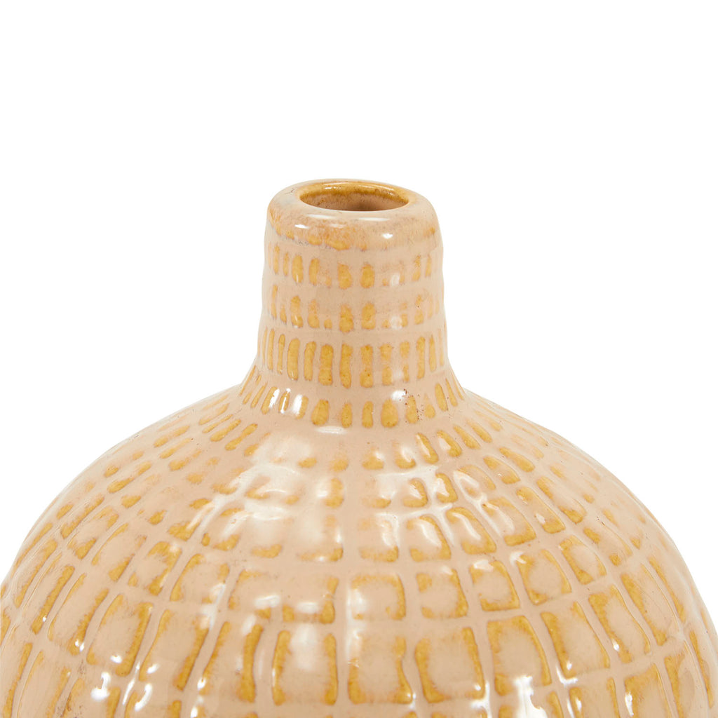 Off-White Ivory Tiled Bottleneck Vase (A+D)