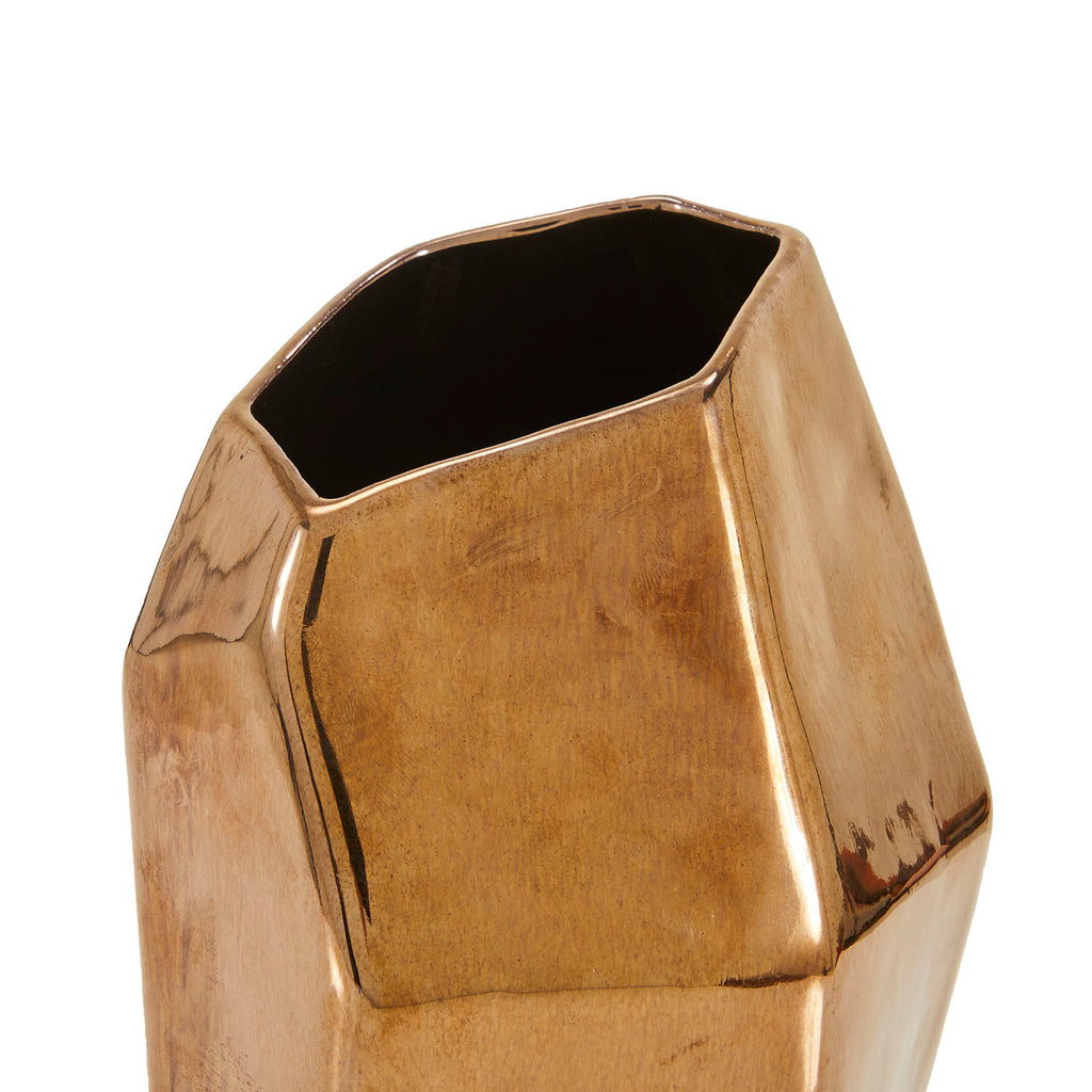Gold Contemporary Faceted Vase (A+D)