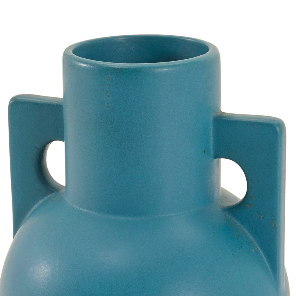 Blue Matte Spherical Vase with Square Handles (A+D)