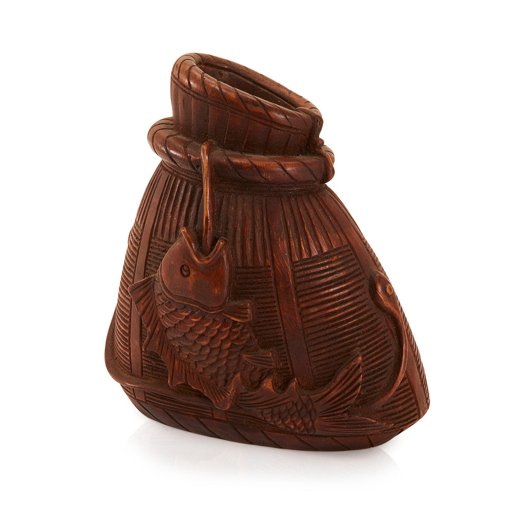 Brown Wood Fisherman's Net Vase (A+D)