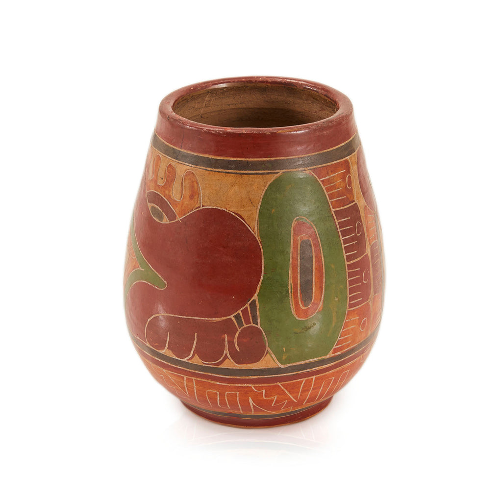 Brown Terracotta Etched Tribal Cup (A+D)