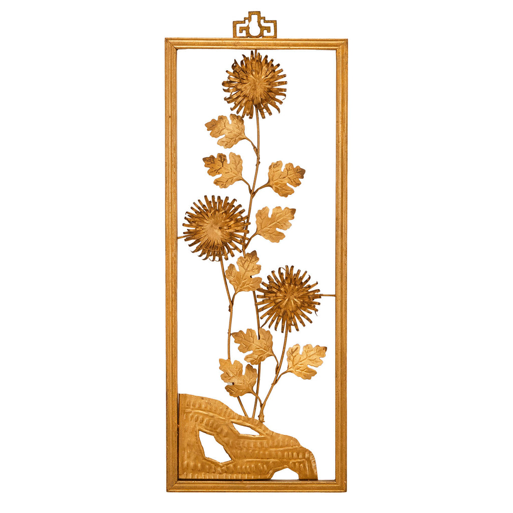 00.34 (A+D) Framed Gold Foil Zinnia Flowers