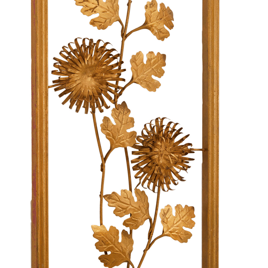 00.34 (A+D) Framed Gold Foil Zinnia Flowers
