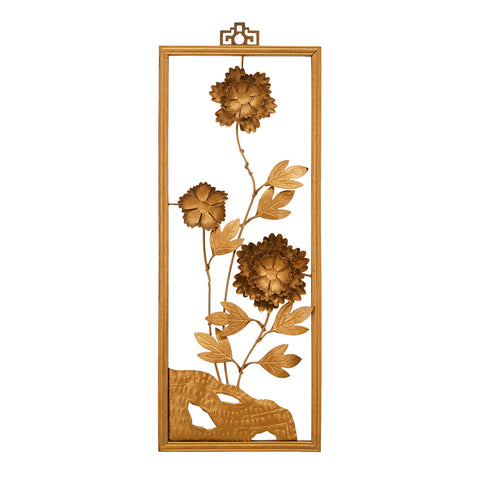00.32 (A+D) Framed Gold Foil Peony Flowers