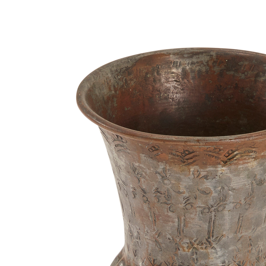 Brown Ribbed Rustic Metal Vase (A+D)