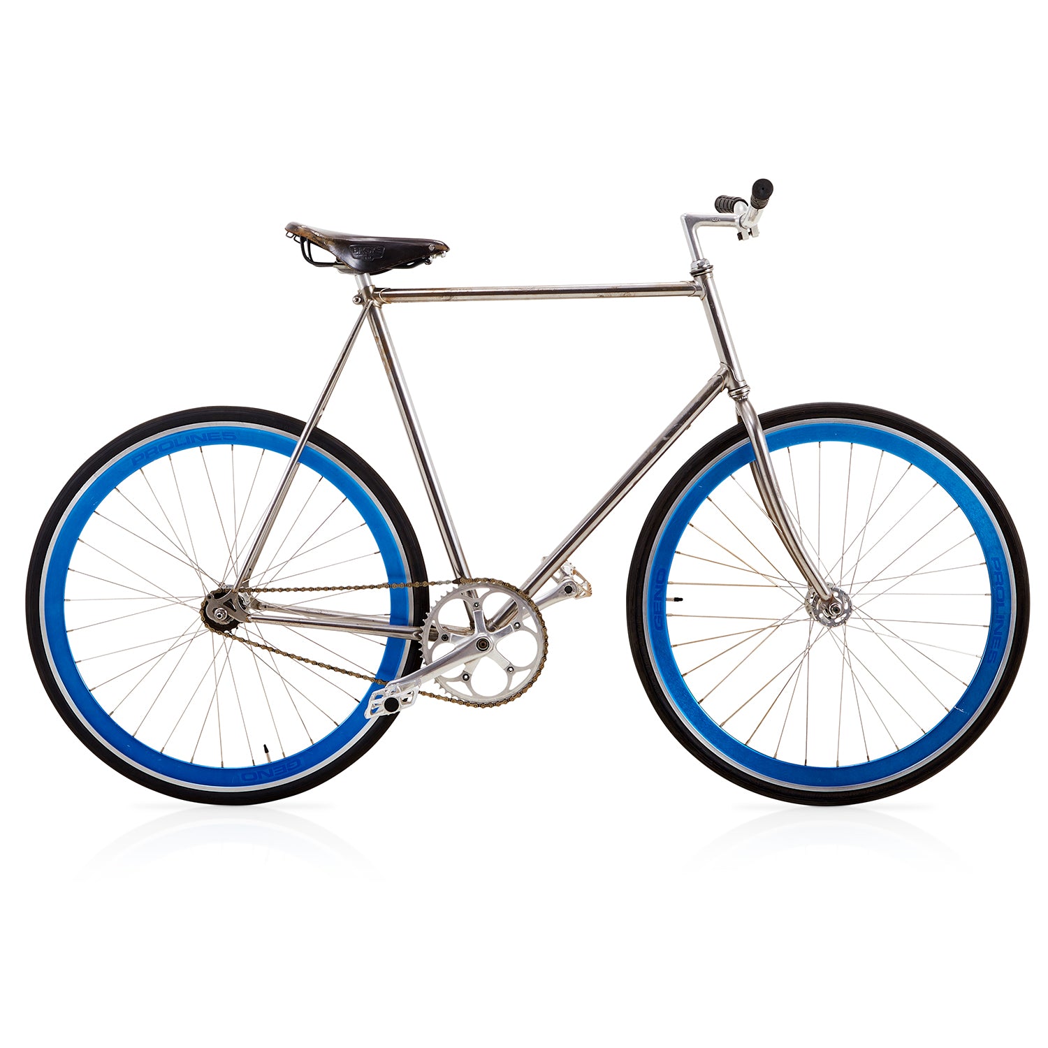 Blue and Silver Fixed-Gear Bicycle Gil Roy Props