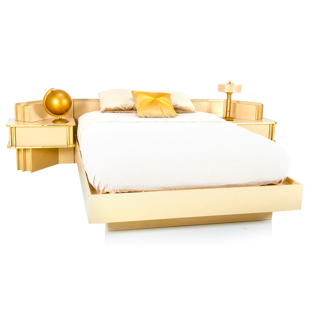 Gold & Cream Regency Queen Bed with Matching Nightstands