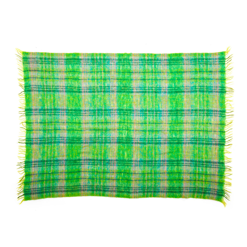 Green Plaid Throw Blanket