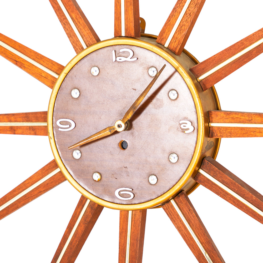Wooden Sunburst Wall Clock
