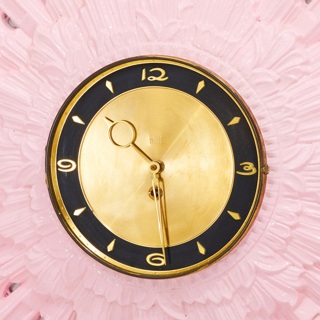 Pink and Gold Sunburst Wall Clock