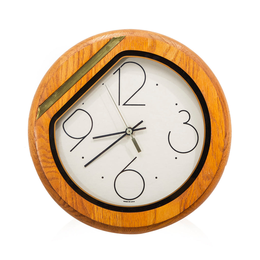 Wood 80's Circle Wall Clock