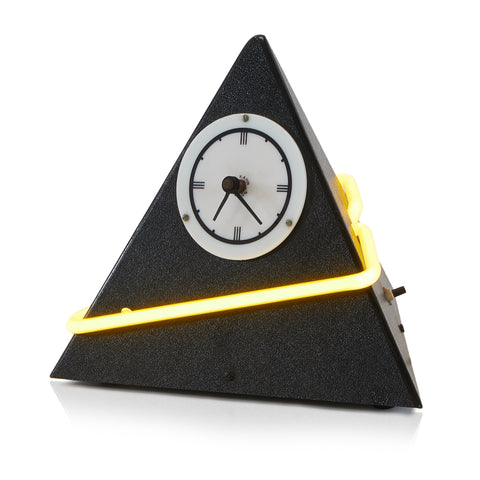Black Neon Pyramid Clock