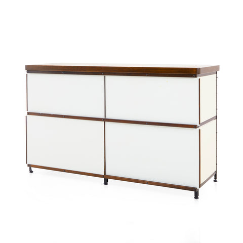 White & Walnut Four Section Cabinet