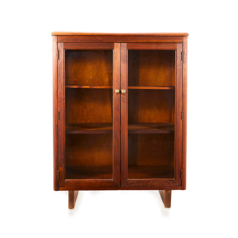 Glass Door Wood Short Bookshelf Cabinet
