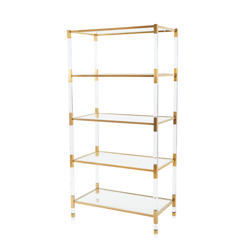 Lucite and Gold Etagere Shelving Unit