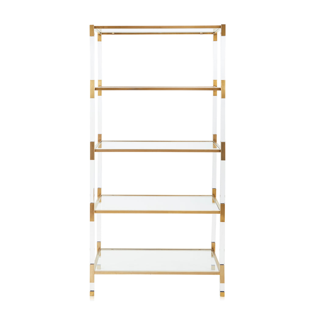 Lucite and Gold Etagere Shelving Unit