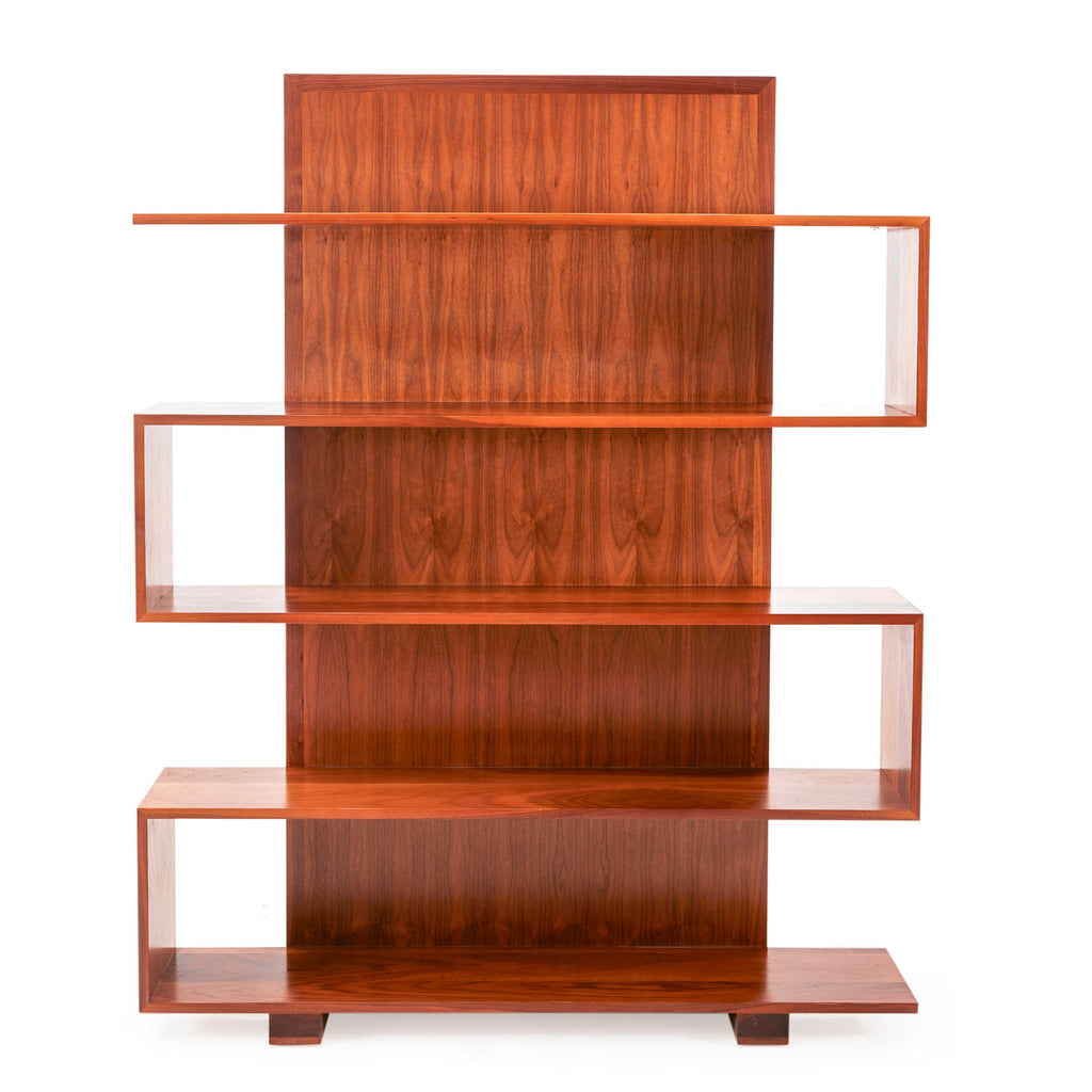 Huge Asymmetrical Wood S-Shelf Bookcase