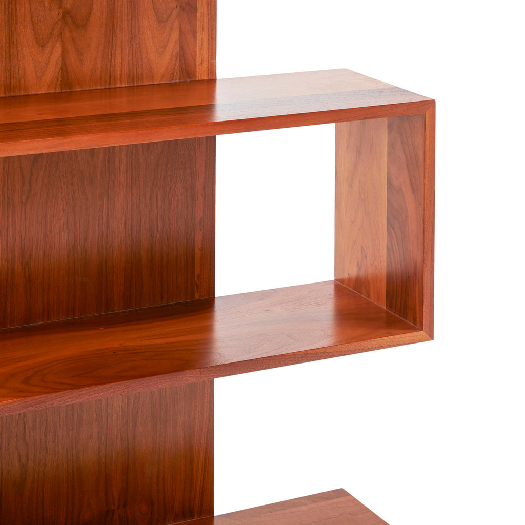 Huge Asymmetrical Wood S-Shelf Bookcase