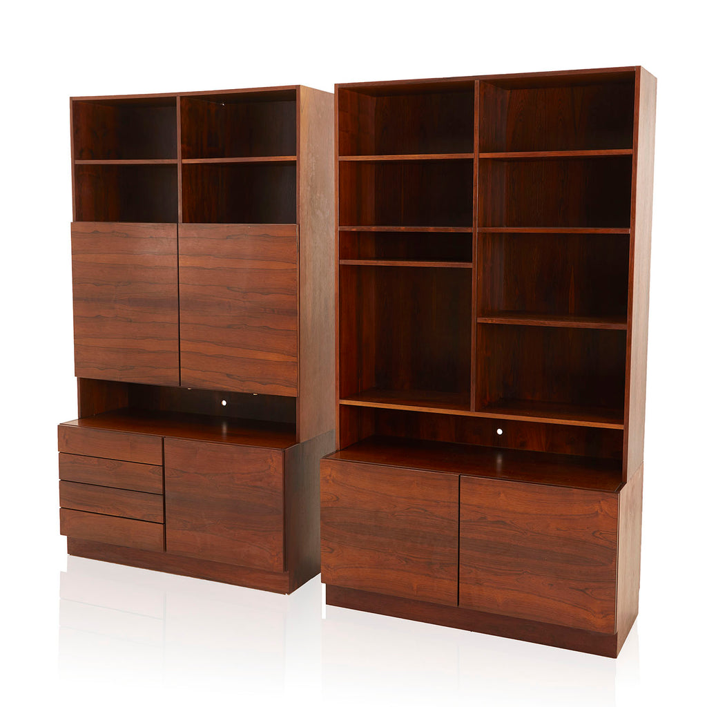 Wood Shelving Unit with Middle Cabinet
