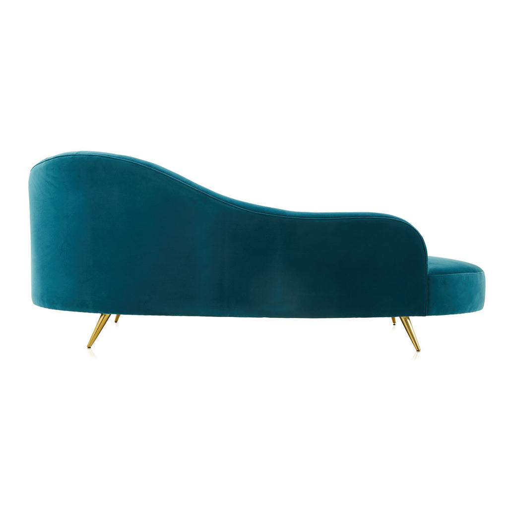 Peacock Velvet Curved Chaise Sofa