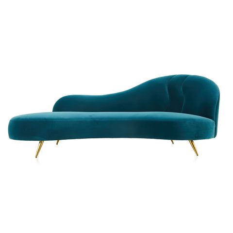 Peacock Velvet Curved Chaise Sofa