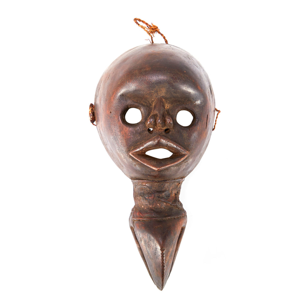 Wood Round Face and Eyes Tribal Mask
